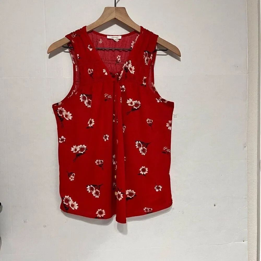 Maurices Red Floral Lace Up Top   Size 0